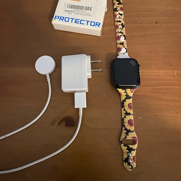 perfect condition other then the band peeling.comes with charger and protector
